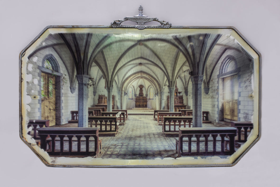 Abandoned Church on antique mirror